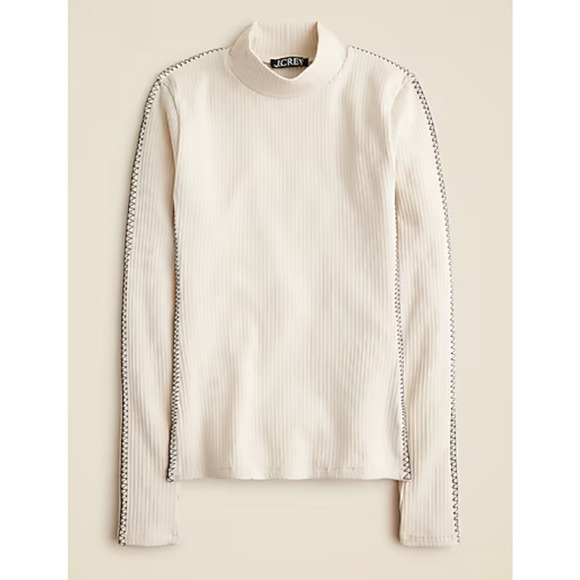 J Crew Premium Rib Turtleneck Top XS White NWT Cream Sweater CF279 J.Crew - Picture 3 of 4